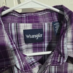 Wrangler Men's Casual Purple Plaid Shirt